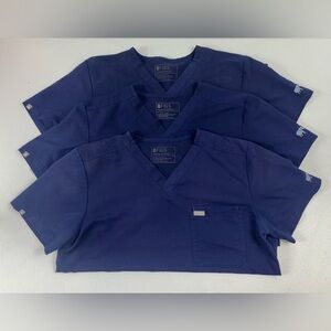 FIGS‎ 3 Lot Navy Scrub Tops Large Technical Collection Doctor Nurse Medical Set